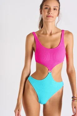 MAILLOT 1 PIECE Rose ROLLER SCRUNCHYMIX